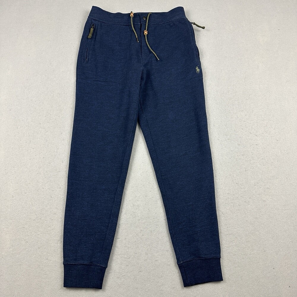Polo Ralph Laure Pants Men Small Blue Jogger Sweatpants Logo Drawstring Pocket S